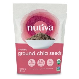 Nutiva Organic Premium Raw Ground Chia Seeds, 12 Oz, Usda Organic, Non-Gmo, Whole 30 Approved, Vegan, Gluten-No & Keto, Nutrient-Dense Seeds With 3G Protein & 5G Fiber For Salads, Yogurt & Smoothies