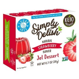 Simply Delish Natural Strawberry Jel Dessert - Sugar Free, Non Gmo, Gluten Free, Fat Free, Vegan, Keto Friendly - 0.7 Oz (Pack Of 1)