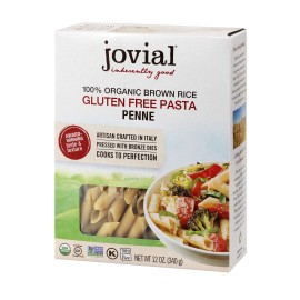 Jovial Penne Rigate Gluten-Free Pasta Whole Grain Brown Rice Penne Rigate Pasta Non-Gmo Lower Carb Kosher Usda Certified Organic Made In Italy 12 Oz (12 Pack)
