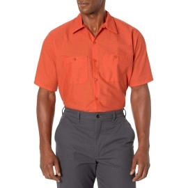 Red Kap Mens Standard Industrial Work Shirt, Regular Fit, Short Sleeve, Orange, 4X-Large