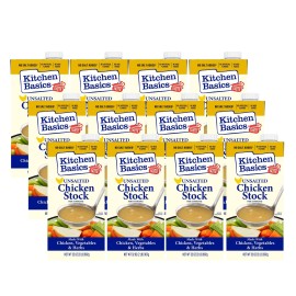 Kitchen Basics Unsalted Chicken Stock, 32 Oz Carton, (Pack Of 12)