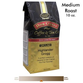Door County Coffee - Highlander Grogg, Irish Creme and Caramel Flavored Ground Coffee - Medium Roast, 10 oz Bag