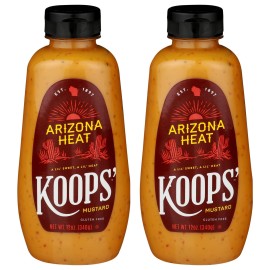 Koops' Arizona Heat Mustard - Sweet And Spicy Mustard, Gluten-Free, Kosher, Made In Usa, From Quality Mustard Seeds, Shelf-Stable, Hot Mustard Sauce - 12 Oz, Pack Of 2