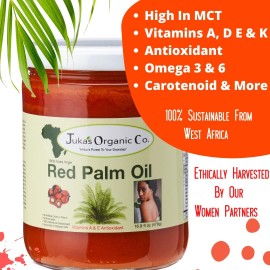 Juka's Red Palm Oil (100% Organic & Natural From Africa)(16.9 FL OZ)