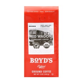 Boyd's Coffee Ground Coffee, Red Wagon Organic, 12 Ounce (Pack of 1)