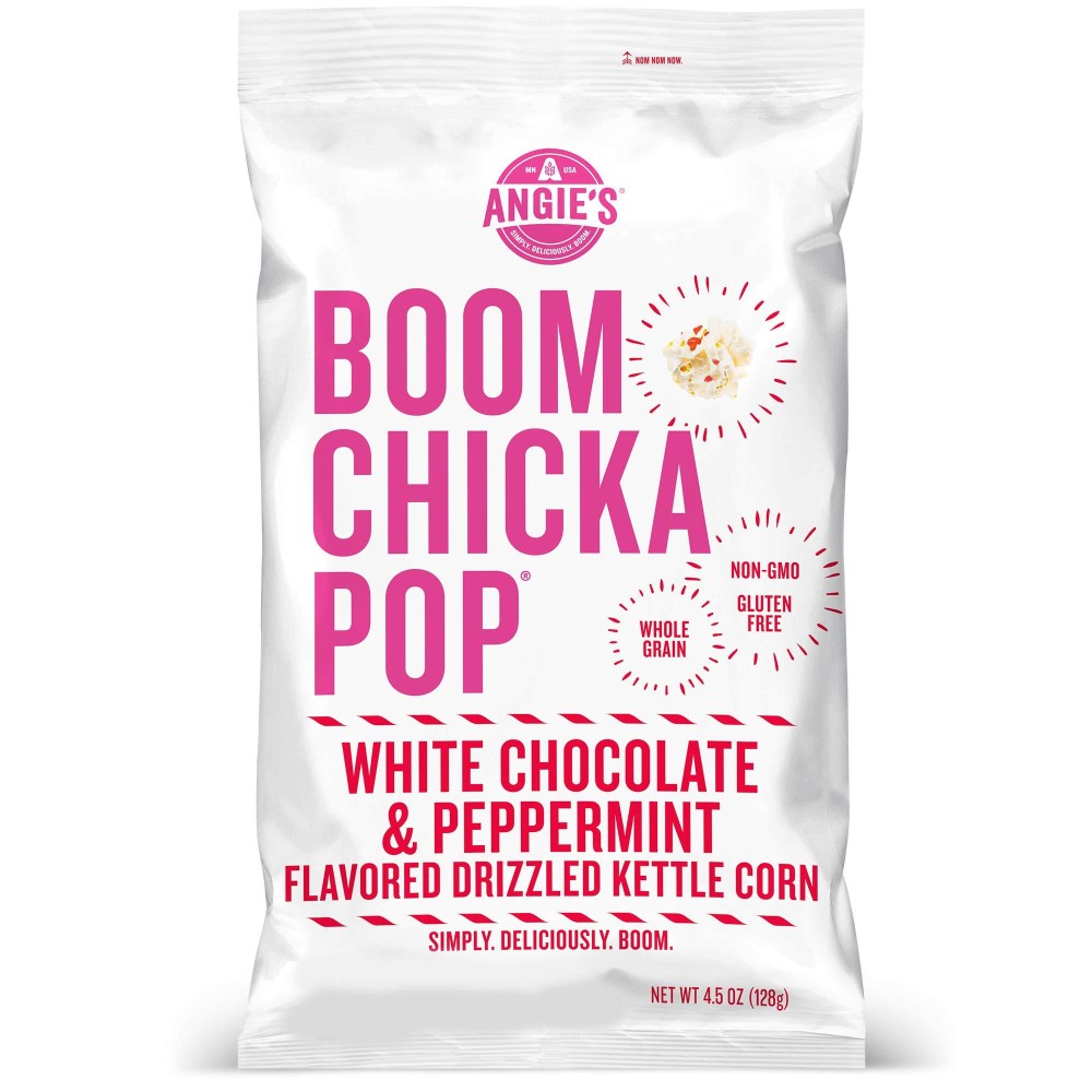 Angie'S Boomchickapop White Chocolate & Peppermint Flavored Kettle Corn, 4.5 Oz.
