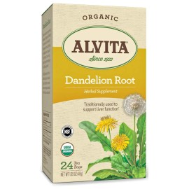 Alvita Organic Dandelion Root Herbal Tea - Made With Premium Quality Organic Dandelion Root Leaves, A Delicate Mint Flavor And Aroma, 24 Tea Bags
