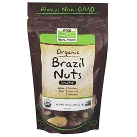 Now Foods, Certified Organic Brazil Nuts, Whole, Raw And Unsalted, Source Of Selenim And Magnesium, 10-Ounce (Packaging May Vary)