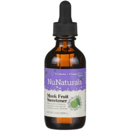 NuNaturals All-Natural Monk Fruit Liquid Plant-Based Sweetener, Zero-Calorie, Low Glycemic, 2 oz