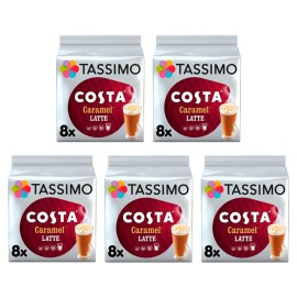 Tassimo Costa Caramel Latte 16 Discs, 8 Servings (Pack Of 5, Total 80 Discs, 40 Servings)