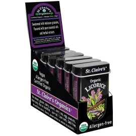St. Claire's Organic Herbal Pastilles, (Licorice, 1.5 Ounce Tin, Pack of 6) | Gluten-Free, Vegan, GMO-Free, Plant-based, Allergen-Free | Made in the USA in a Dedicated Allergen-Free Facility
