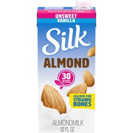 Silk Shelf-Stable Almondmilk, Unsweetened Vanilla, Dairy-Free, Vegan, Non-Gmo Project Verified, 1 Quart