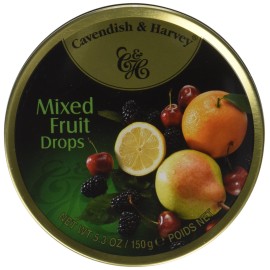 Cavendish & Harvey Mixed Fruit Hard Candy Drops 5.3 Ounce Tin