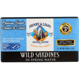Henry & Lisas Wild Sardines In Spring Water 4.25 Oz