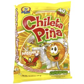 El Azteca Chileta Pina, Chile Pineapple Lollipops, Bag of 40