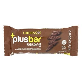 Greens Plus +Plusbar Energy Chocolate | Non-Gmo & Gluten Free | Made With Organic Dates, Dark Chocolate, Almond Butter & Greens+ Superfoods - 12 Nutrition Bars / 59 Gram Per Bar
