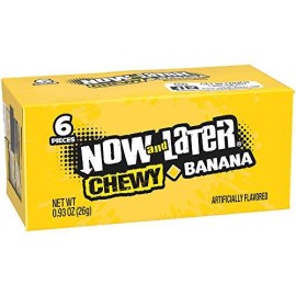 Now & Later Soft Taffy Chewy Banana Fruit Chews,0.93 Ounce (Pack Of 24)