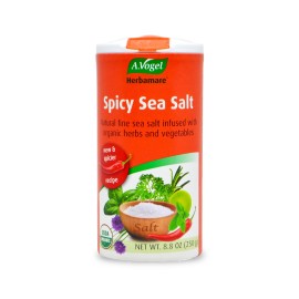 A. Vogel Herbamare Spicy Sea Salt - Natural Fine Sea Salt Infused with 15 Herbs & Vegetables - Free of Artificial Flavors & Preservatives - Non-GMO, Keto, Paleo-Friendly, USDA Organic - 8.8oz