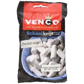 Venco Schoolkrijt Zacht Zoet Dutch Chalk Licorice Sweet Soft 5 Ounces 142 Grams [Pack of 2]