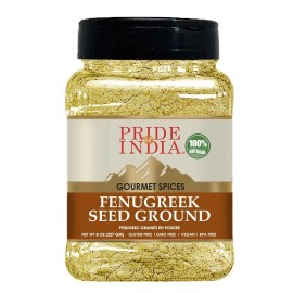 Pride Of India - Fenugreek Seed Ground - Gourmet Indian Spice - Vegan, Gluten & Gmo-Free - Ideal For Cooking & Meat Seasoning - Easy To Use - 8 Oz. Medium Dual Sifter Jar
