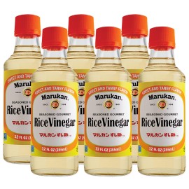 Marukan Seasoned Gourmet Rice Vinegar, 12 Ounce Glass Bottle (Pack Of 6)