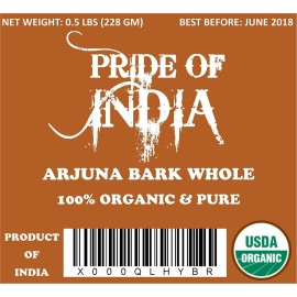 Pride Of India - Natural Arjuna Bark Whole, 3.53 Oz(100 Gram)