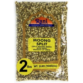 Rani Moong Split (Split Mung Beans With Skin) Lentils Indian 32Oz (2Lbs) 908G All Natural Gluten Friendly Non-Gmo Vegan Indian Origin