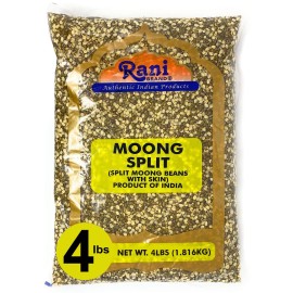 Rani Moong Split (Split Mung Beans With Skin) Lentils Indian 64Oz (4Lbs) 181Kg Bulk All Natural Gluten Friendly Non-Gmo Vegan Indian Origin
