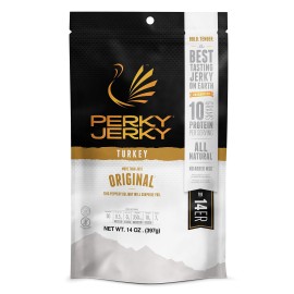 Perky Jerky Original Turkey Jerky, 14Oz - Low Sodium - 10G Protein Per Serving - Low Fat - 100% U.S. Sourced - Handcrafted, Tender Texture And Bold Flavor