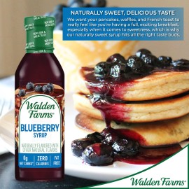 Walden Farms Blueberry Syrup 12 Oz (6 Pack) Sweet Syrup - Near Zero Fat, Sugar And Calorie - For Pancakes, Waffles, French Toast, Yogurt, Oatmeal, Lemonade, Desserts, Snacks, Appetizers And Many More