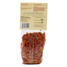 Calabrian Diavoletti Rossi, Small Dried Spicy Hot Chili Peppers, 50g, All Natural, Non-GMO, Product of Italy, TuttoCalabria
