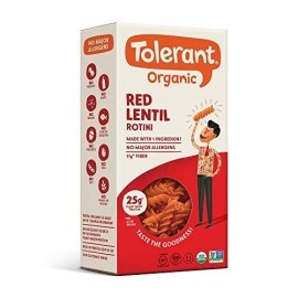 Tolerant Organic Red Lentil Rotini Pasta (8 Oz) - Free From Allergens - Gluten Free Vegan Paleo Plant Based Protein Pasta - Non Gmo Kosher - Made With 1 Single Ingredient