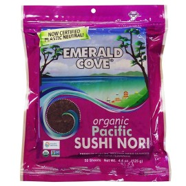Emerald Cove Organic Pacific Sushi Nori (Dried Seaweed) 50 Count