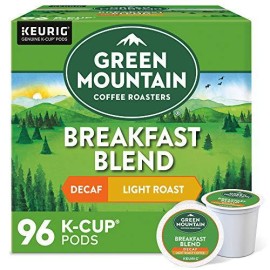 Green Mountain Coffee Roasters Breakfast Blend Decaf, Single-Serve Keurig K-Cup Pods, Light Roast Coffee Pods, 96 Count