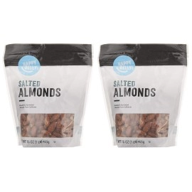 groceryeshop Brand - Happy Belly California Almonds, Roasted & Salted, 16 Ounce, Pack Of 2