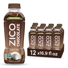 Zico Chocolate Coconut Water Drink - 12 Pack - Plant-Based, Gluten-Free - 500Ml / 16.9 Fl Oz - Tastes Like Chocolate Milk - Not From Concentrate