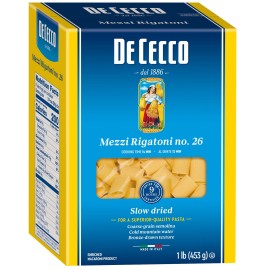 De Cecco Semonlina Pasta, Mezzi Rigatoni No.26, 1 Pound (Pack of 12)