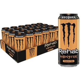Monster Rehab Peach Tea + Energy, Energy Iced Tea, 15.5 Ounce, 24 Count (Pack Of 1)
