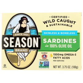 Season Brand Skinless And Boneless Sardines In Olive Oil 3.75 Oz