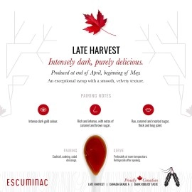 Escuminac Canadian Maple Syrup, Late Harvest, Dark Robust Taste, 16.9 fl oz. Canada Grade A, Formerly Grade B. 100% Pure & Organic.