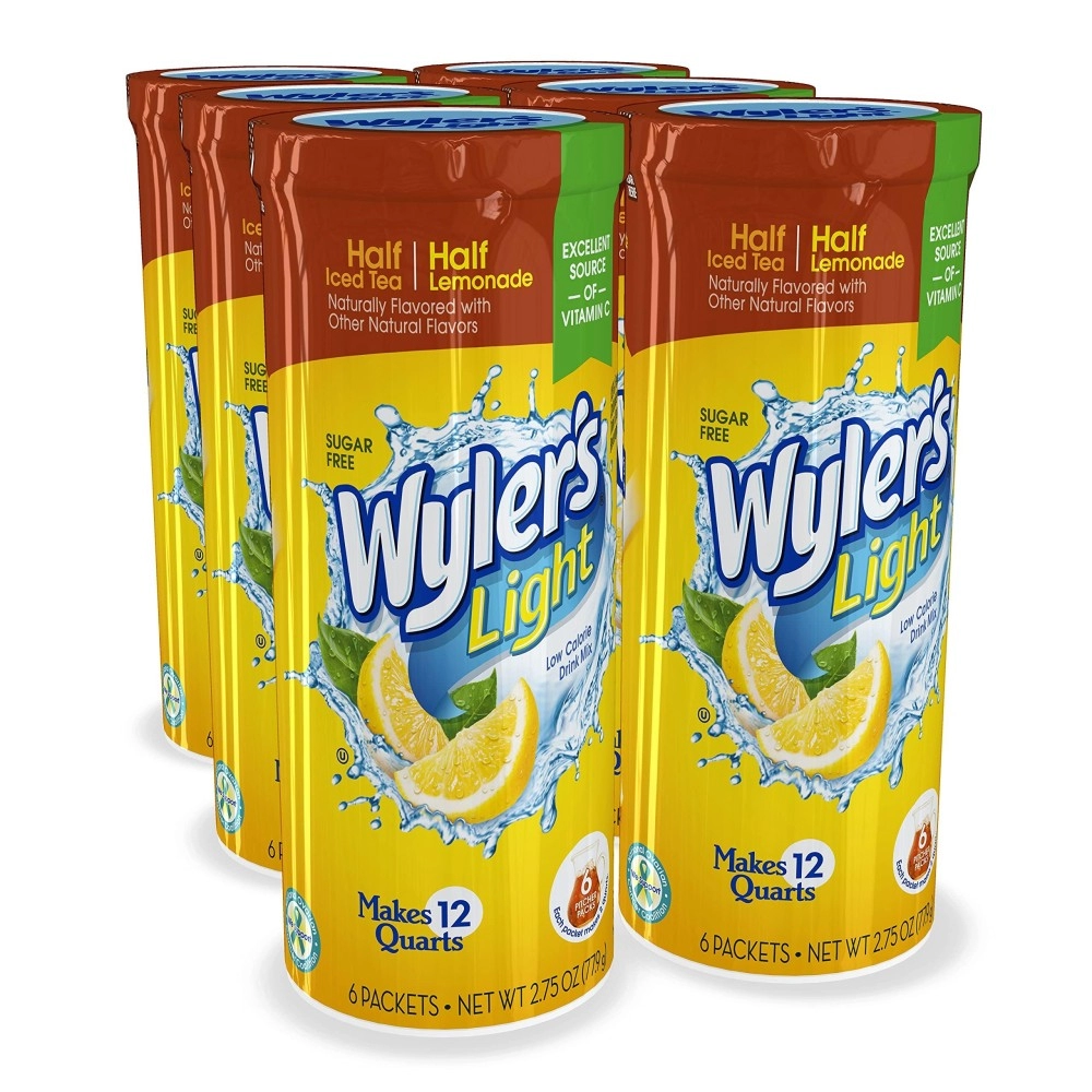 Wyler'S Light Pitcher Packs (6 Per Canister), Half Iced Tea Half Lemonade Drink Mix, Includes 6 Canisters (36 Total Pitcher Packs)