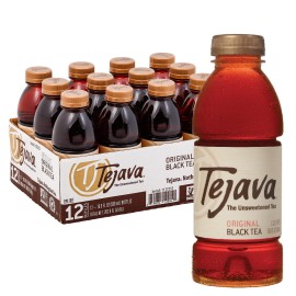 Tejava Original Unsweetened Black Iced Tea, 12 Pack, 16.7Oz Pet Bottles, Non-Gmo, Kosher, No Sugar Or Sweeteners, No Calories, No Preservatives, Brewed In Small Batches