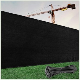 Colourtree Customized Size Fence Screen Privacy Screen Black 6 X 46 - Commercial Grade 170 Gsm - Heavy Duty - 3 Years Warranty - Cable Zip Ties Included
