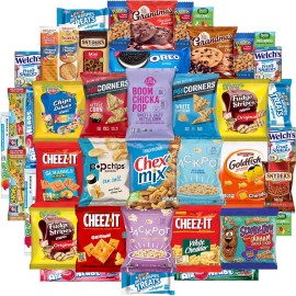Snack Chest Care Package (40 Count) Variety Snacks Gift Box - College Students, Military, Work or Home - Over 3 Pounds of Chips Cookies & Candy!