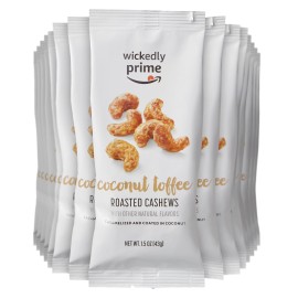 groceryeshop Brand - Wickedly Prime Roasted Cashews, Coconut Toffee, Snack Pack, 1.5 Ounce (Pack Of 15)