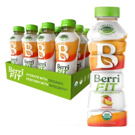 Berri Fit Mango Organic Sports Drink Alternative With Natural Plant-Based Electrolytes Low Calorie Fitness Beverage Non-Gmo Paleo Friendly 16Oz Pack Of 12
