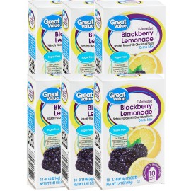 Great Value Sugar Free Low Calorie Blackberry Lemonade Drink Mix 10 Packets (6 Of 10 Packets)