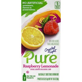 Crystal Light Pure Raspberry Lemonade On The Go Drink Mix, 7-Packet Box (2 Box Pack)