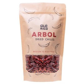 Dried Whole Red Chili Peppers 8oz - Chile de Arbol, Dried Peppers, Premium Dried Chiles, Spicy Hot Heat, Use in Mexican, Chinese and Thai Dishes, Packaged in Resealable Kraft Bag by OL RICO