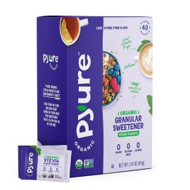 Pyure Organic Stevia Packets Granulated Sugar Packets - White Sugar Substitute Zero Carb Zero Sugar Zero Calorie Sweetener Packets Plant-Based Stevia Packets For Keto Coffee 40 Count